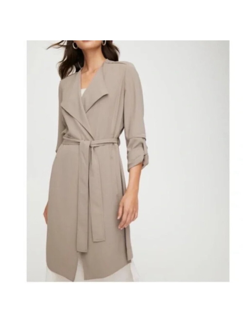 Aritzia Babaton Quincey Flowy Trench Coat In Modern Taupe Size XS Lightweight